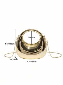 This Acrylic Handbag Features A Plain Design With Metal Chain.Shoulder/Handheld/Crossbody Bag. Multifunctional & Practical For Dates,Outings,Commuting - Gold - View 5