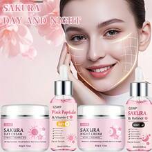 GSWP 4pcs Sakura Skincare Set, Terdiri dari Krim dan Serum, Memberikan Hidrasi Siang dan Malam. Formula Bebas Alkohol dan Hipoalergenik Memberikan Kelembapan Mendalam Tanpa Rasa Lengket, Cocok untuk Semua Jenis Kulit. - Set Perawatan Kulit - View 3