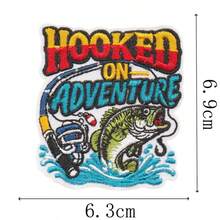 Set Patch Bordir Bahasa Inggris Bertema Memancing, Pola Joran Pancing & Ikan Bass, Patch Tempel DIY untuk Jaket & Ransel Luar Ruangan - MultiWarna - View 10