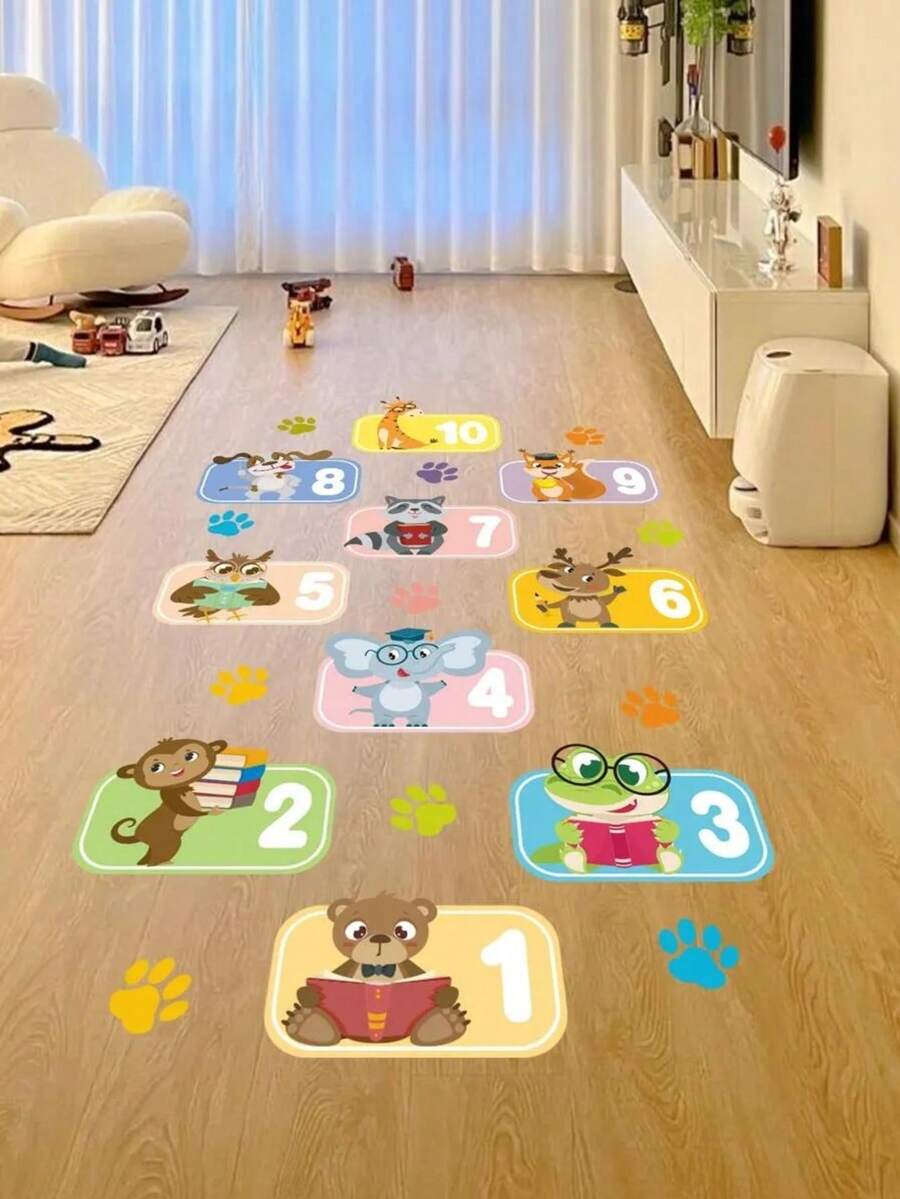 1 Set Animal Number Hopscotch Floor Stickers For Kids Home Room - Multicolor - View 1