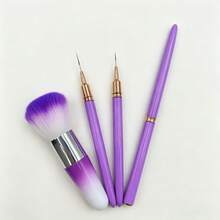 3Pcs Nail Art Line Drawing Pens, Gradient Purple Fluffy Setting Powder Makeup Brush Combo Pack - Multicolor - View 8
