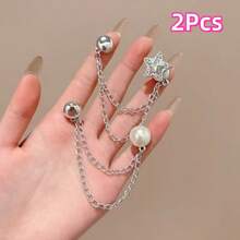 2/4/6/8/10Pcs Multi-Functional Clothing Clips, Suitable For Hemming, Metal Star, Heart, Bow Shirt, Pants, Clasp, Decoration, Long Jeans Leg Cuff Button Chain Magnetic Buckle, Clothing Accessories - Multicolor - View 17