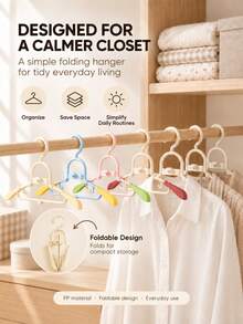 10pcs/5pcs Retractable Hangers, Universal For Baby, Children And Adults, Foldable Portable Adjustable Clothes Hangers, Space-Saving Closet Storage Rack, Suitable For Travel, Business Trip, Camping, Newborn, Infants And Adults Clothing - Multicolor - View 2