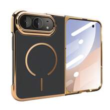 VIETAO Mendukung Pengisian Daya Nirkabel, Desain Elektroplating Magnetik, Casing Ponsel Kompatibel dengan Galaxy Z Fold 8 Ultra 7 6 5 4, Casing Ponsel Berlapis Pola Serat Karbon Kompatibel dengan iPhone Duo - Hitam - View 15
