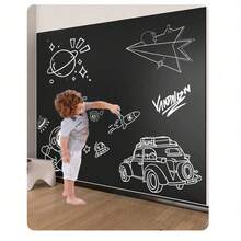 1 Set Removable Blackboard Wallpaper, Durable Dry Erase Message Board, Suitable For Children's Graffiti, Office, School, Home Use, Training Institution Classroom Decoration - Black - View 7