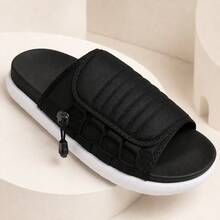 Chinelo Slide Masculino Ajustável Acolchoado Preto Solado Branco - Preto - Visão 5