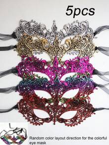1pc/2pcs/5pcs - Colorful Lace Eye Mask, Bar Party Masquerade Accessory, Half Face Party Performance Accessory, Fake Princess Mask - Multicolor - View 16