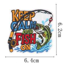 Set Patch Bordir Bahasa Inggris Bertema Memancing, Pola Joran Pancing & Ikan Bass, Patch Tempel DIY untuk Jaket & Ransel Luar Ruangan - MultiWarna - View 2