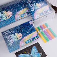 SASPOO 60/48/36/24/12 Colors Glitter Markers, Colorful Markers, Coloring Markers Set, Suitable For Painting, Illustration, Handicrafts, Back To School Season For Coloring Books And Other DIY Projects, Applicable To Paper, Fabric, Wood, Rock, Plastic, Glass, Ceramic, Pumpkin, Metal, Etc., Easter, Thanksgiving, Halloween, Christmas Gifts And Supplies - Multicolor - View 2