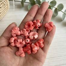 10顆可愛短毛蓬鬆 Puakenikeni 花朵珠，樹脂與合成珊瑚粉 Puakenikeni 珠，夏威夷花朵珠，16x13mm - 10件裝-短款 Puakenikeni 珠子 - 查看 13