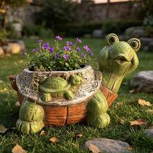 Creative Textured Resin Turtle Planter Decorative Flower Pot Home Balcony Turtle Potted Plant Outdoor Windowsill Yard Garden Turtle Resin Ornament Succulent Flower Pot Gardening Decor - Turtle Planter - View 8