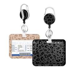 1 Set Leopard Print Retractable Badge Reel, Badge Holder With Key Ring, ID Card Holder, Work Badge Companion, Fashionable ID Card Protector, Suitable For Doctors, Teachers, Nurses, Men And Women Office - Leopard Print - View 1