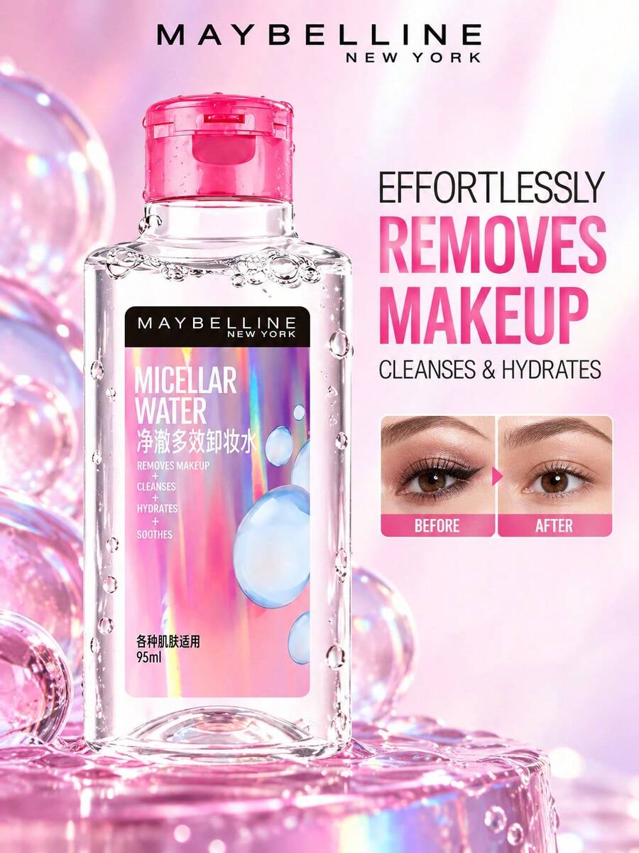 Maybelline 美寶林 Deep Clean 卸妝液(極致保濕)95ml – 適用於眼睛、唇部與臉部;溫和、保濕且清潔;便攜尺寸,適合旅行與日常使用 - 美寶蓮粉瓶卸妝水 95ml - 查看 1