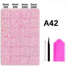 24-Grid Pink Iridescent Flat-Back Resin Rhinestone Set, Assorted Size Round Rhinestones, With Dotting Pen, Tweezers, Dotting Tray, DIY Handmade Rhinestone Accessories, Water Bottle, Phone Case Modification, Bling Shiny Decoration, Handmade Jewelry Rhinestone Material Kit - Baby Pink - View 6