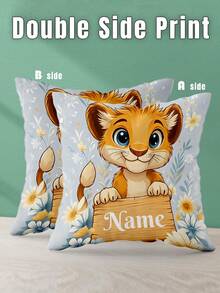 1pc Customized Personalized Text Print Pillowcase, Double-Sided Print Pillowcase, Suitable For Mother's Day/Father's Day/Thanksgiving/Teacher's Day, Can Create Your Own Photo Pillowcase, Great Gift For Family, Friends And Yourself - Dusty Blue - View 6