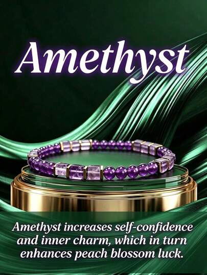 Amethyst Bracelet With Round Beads And Square Beads, Handmade Bracelet, Ideal For Daily Wear