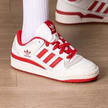 adidas originals FORUM CL 貼合舒適低筒板鞋 男女同款 白紅 - 白紅 - 查看 4