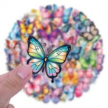 60PCS Transparent PET Butterfly Stickers, A Set Of Vibrant And Colorful Beautiful Stickers, Suitable For All Kinds Of Holidays, Party, Laptops, Tablet, Skateboards, Journals, Scrapbooks, Water Bottles - Butterfly - View 6