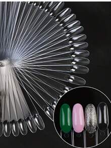 50pcs White False Nails, Nail Polish Gel Color CardDisplay Stand, Practice Training Fan-Shaped DisplayRod, Manicure Tools, Home DIY Nail Polish Board - White - View 1