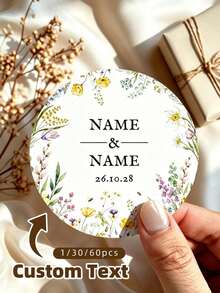 1/30/60pcs Customizable PVC Waterproof Oil-Proof Round Stickers, Customizable Text And Image, Suitable For Gift Packaging, Wine Bottle Labels, Handmade Photo Albums, Storage Gift Boxes Decoration, Perfect For Newlyweds, Engaged Couples, Best Friends, Family And Friends, Suitable For Weddings, Engagements, Birthdays, Mother's Day, Father's Day - Multicolor 2 - View 1