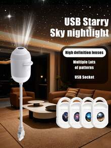 Multi-Pack USB Starry Sky Galaxy Projector Light, 360° Rotating Mini LED Portable Night Light, Adjustable Brightness, Touch Control, USB Powered, Suitable For Bedroom Ceiling, Wall And Romantic Atmosphere Decoration - Multicolor - View 4