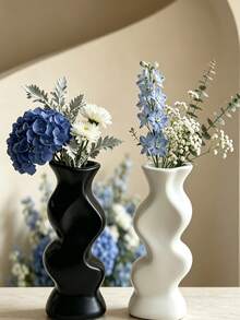1Pc Strange Curved Wave Shaped Resin Art Vase, Sculptural Irregular Nordic Table Decor, Mid Century Niche Aesthetic Flower Arrangement Ornament For Home Shelf Display, Unique Gift Choice For Art Lovers - Twisted Vase - View 2