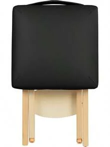 Taburete de masaje plegable de madera ligera, color negro, taburete portátil para terapia, tatuaje y facial, estructura resistente, fácil de transportar y guardar, ideal para salón de belleza, estudio de tatuajes y uso profesional en casa - Negro - Ver 7