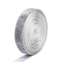 5 Yards Silver Glitter Ribbon, 3.8cm Christmas Sequin Glitter Satin Ribbon, DIY Bow Handmade Supplies, Holiday Gift Box Packaging, Christmas Tree Decoration, Tableware Napkin Tie, Greeting Card Decoration, With Subtle Glitter, Winter Christmas Party Atmosphere Handmade Decorative Ribbon - Silver - View 11