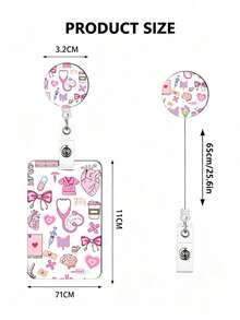Medical Theme Pink Badge Holder Set With Long Lanyard And Retractable Clip, Portable Nurse Student ID Badge Reel, Great Gift For Family And Friends - Multicolor - View 16