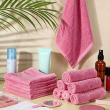 Face Towels 48/6/12/24pcs, Ultra Soft Skin-Friendly Sensitive Skin Face Cloths, 10x10/12x28 Inch Small/Large Face Towels, Reusable Washable Makeup Remover Cloths, Easy Rinse Multi-Color Facial Cleansing Towels - Pink - View 6