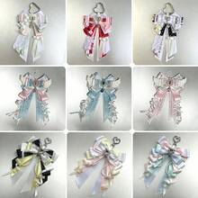 1pc Satin Ribbon Heart Rhinestone Bow Bag Charm, Anime Cosplay Concert Convention Lolita Ita Bag Accessory, Badge Matching Handmade Long Ribbon Lace Wings Pearl Star Polka Dot Satin Ribbon Decoration Accessory - A - View 1
