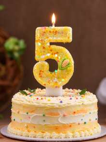 Glitter Number Birthday Candle 0-9 W/ Cute 3D Mini Corn Decor & Free Wax Drip Protector, Sparkly Yellow Digit Cake Topper, Farm Harvest Theme Cake Candle For Fall Thanksgiving Kids Birthday Party Decoration - Multicolor - View 3