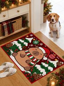 1pc Christmas Outdoor Non-Slip Door Mat With Cute Capybara Christmas Tree Pattern, Bathroom Mat, Kitchen Mat, Christmas Theme Decorative Rug, Multi-Functional Mat, Hallway Carpet, Soft And Convenient Non-Slip, Suitable For Kitchen Indoor/Outdoor Entrance, Bedroom, Home Decor, Machine Washable - Multicolor - View 11