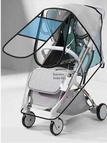 Transparent Rain Cover For Baby Stroller, Windproof Cover With Front Opening For Holding Baby, Compatible With Medium And Large Baby Strollers, Folding Strollers, High-View Strollers - Multicolor - View 4