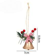 1pc Christmas Bell Ornament, Christmas Tree Hanging Decoration With Pine Needles, Berries, Bow And Rope, Vintage Metal Bell Pendant, Suitable For Holiday Party, Gift Box, Door Handle Decoration - Multi-color - View 16
