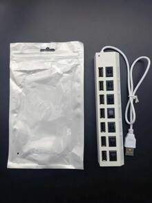 1pc Abs Material 7-port Individual Switch Usb Hub With Light, Compatible With Computers, Phones, Cameras And Other Usb Digital Devices - Multicolor - View 11