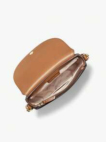 Michael Kors Jet Set Charm Women's Half-Moon Crossbody Bag, Vintage Flap Saddle Shoulder Bag With Chain Strap – Brown/Tan - Brown - View 6
