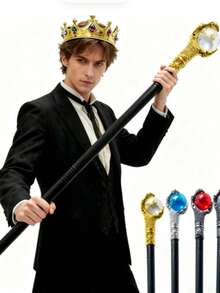 Halloween Performance Prop Stage Performance King Prince Scepter White Pearl Claw Queen Princess Cosplay Costume Accessory - Multicolor - View 1