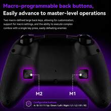Kontroler Bluetooth Nirkabel G3 dengan Joystick Film Karbon, Motor Asimetris, Dukungan untuk Tiga Mode Koneksi, Tombol Belakang yang Dapat Diprogram Makro, Mode Turbo, dan Baterai 400mAh. Kompatibel dengan P4, P3, Switch, iOS, Android, dan PC. - View 8