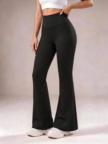 Hotalk Legging Yoga Olahraga Kasual Wanita, Elastis 4 Arah, Lembut & Nyaman, Celana Olahraga Luar Ruangan Wanita, Bawahan Wanita - Hitam - View 5