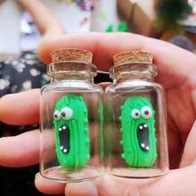 1pc Hilarious Screaming Pickle Jar - Cute Mini Glass Decor, Funny Novelty Ornament, Versatile Tabletop Home Accent, Great Decoration For Desk, Shelf & Tabletop, Perfect Gift For Foodies, Party Favors And Holiday Presents - Multicolor - View 4