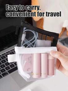 1/2PCS Mesh Storage Pouch, Portable Transparent Makeup Organizer Bag, Can Store Powder Puff, Makeup Sponge, Lipstick, Small Skincare Products, Suitable For Travel, Short Trips, Makeup Organizer, Small Items Storage - Multicolor - View 3