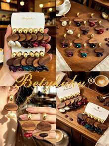Betykuku 8/12/14pcs European & American Vintage Wooden Resin Artistic Design Pendant Earrings Set - 6 Pairs Set - View 8