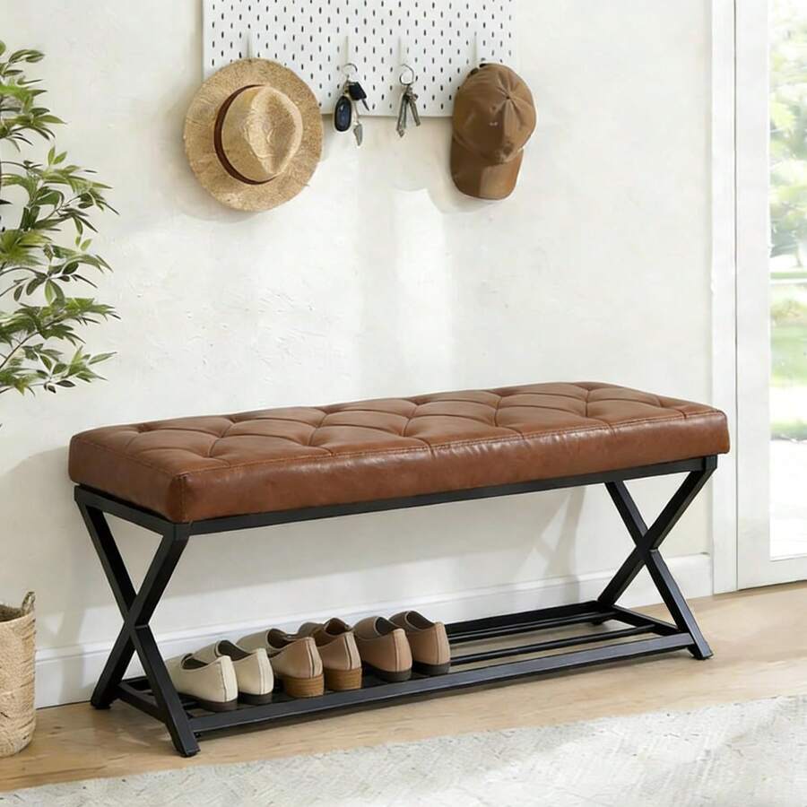 Storage Benches & Ottomans - Café With Leather Padded Seat - View 1