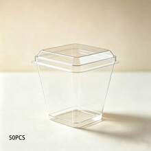 50/24/12/10pcs 5oz Square Dessert Containers With Lids, Suitable For Home Kitchen, Outdoor, Wedding, Birthday, New Year Party And Other Occasions - Transparent - View 10