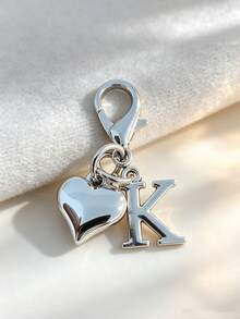 Silvery Exquisite Small Heart Pendant/Silvery 26-Letter Lobster Clasp Keychain/Suitable For Bags, Wallets, Handbags Keys And Other Decorative Hangings - Multicolor - View 22