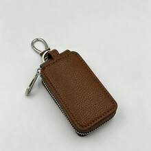 1pc Simple And Portable Car Key Bag Leather Key Protection Case Anti-Loss Universal Key Holder With Waist Strap And Grained Texture - Multicolor - View 12