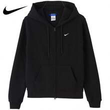 Nike Jaket Kasual Wanita Model Baru, Longgar, Bernapas, dan Berkerudung untuk Olahraga - Hitam - View 5
