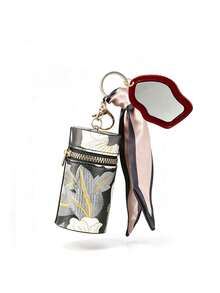 Stylish Keychain Featuring A Premium-Feel Metal Clasp And Silk Scarf Accent, Resin Painted Asymmetrical Perforated Mirror Pendant, Car Hanging Bracelet, Phone Chain Bag Charm Accessory, Light Luxury Handmade Design, Fashion Wallet/Bag Keychain Accessory, Suitable For Makeup Bag Storage And Gift Pendant - Multicolor - View 12