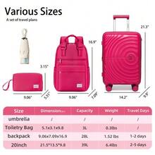 Lightweight Luggage Sets 3 Pieces Carry On Luggage Expandable PP 20 Inch Suitcases With Wheels - Rose Red - View 2